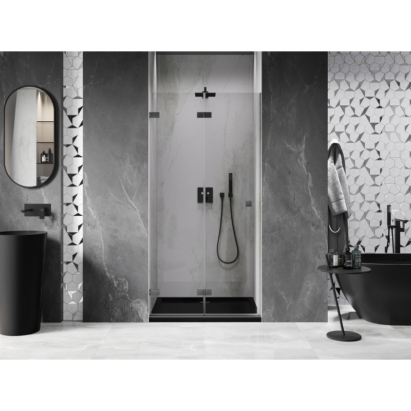 Mexen Lunar-F left hinged shower door 85 cm, transparent, gun gray brushed - 836-085-000-66-00-L