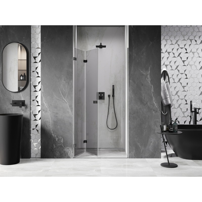 Mexen Lunar-F left hinged shower door 85 cm, transparent, gun gray brushed - 836-085-000-66-00-L