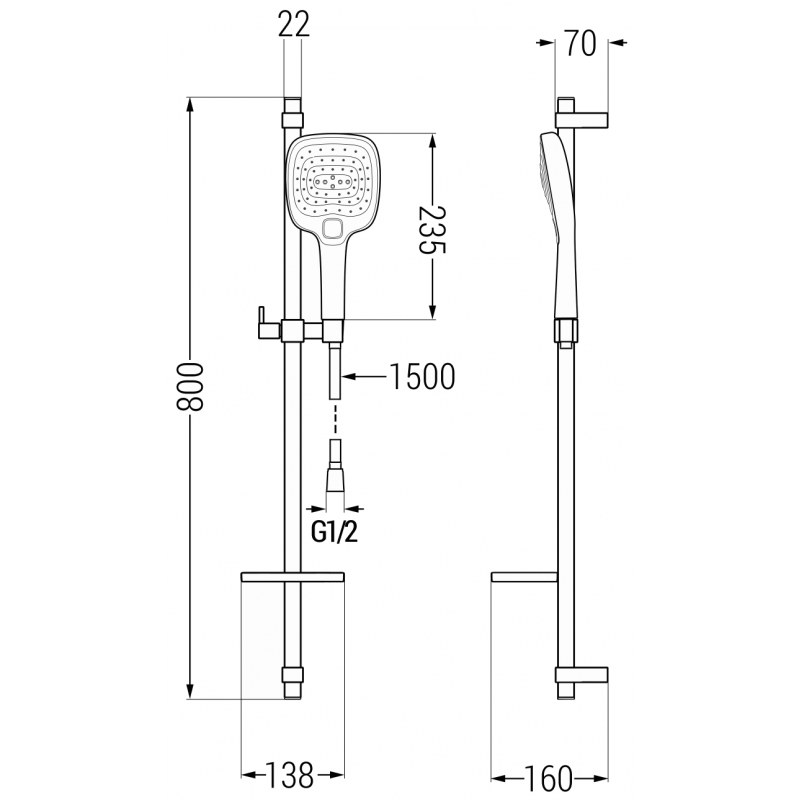 Mexen DQ17 sliding shower set, black - 785174581-70