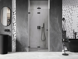 Mexen Lunar-F folding shower door left 95 cm, transparent, black - 836-095-000-70-00-L