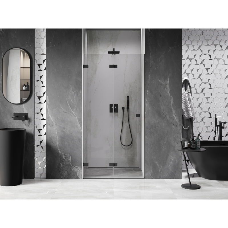 Mexen Lunar-F folding shower door left 95 cm, transparent, black - 836-095-000-70-00-L