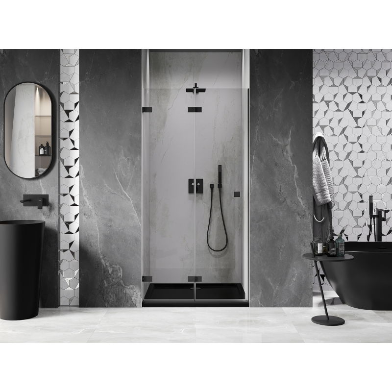 Mexen Lunar-F folding shower door left 95 cm, transparent, black - 836-095-000-70-00-L