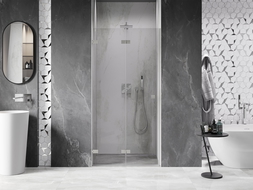Mexen Lunar-F folding shower door left 60 cm, transparent, brushed nickel - 836-060-000-97-00-L