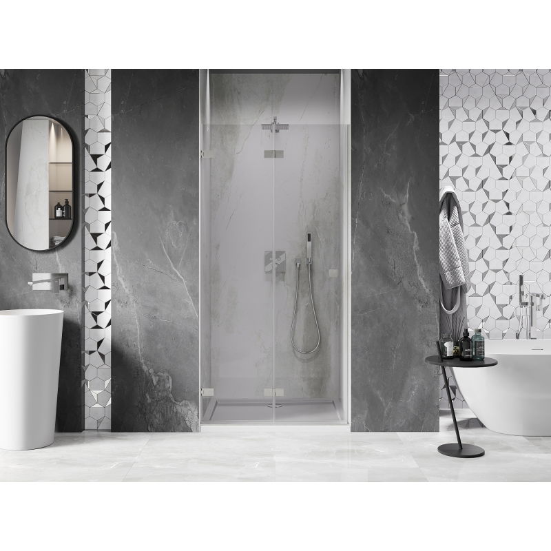 Mexen Lunar-F folding shower door left 70 cm, transparent, brushed nickel - 836-070-000-97-00-L