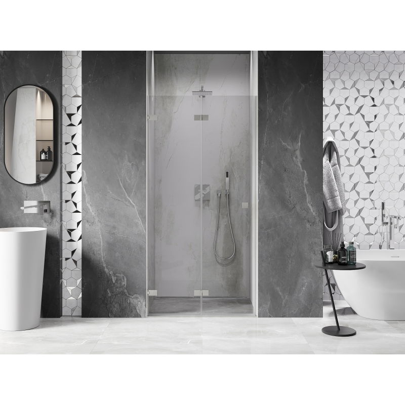 Mexen Lunar-F folding shower door left 75 cm, transparent, brushed nickel - 836-075-000-97-00-L