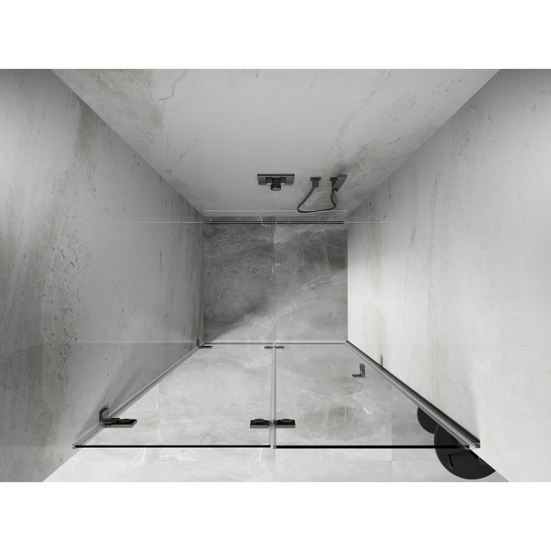 Mexen Lunar-F folding shower door left 75 cm, transparent, brushed nickel - 836-075-000-97-00-L