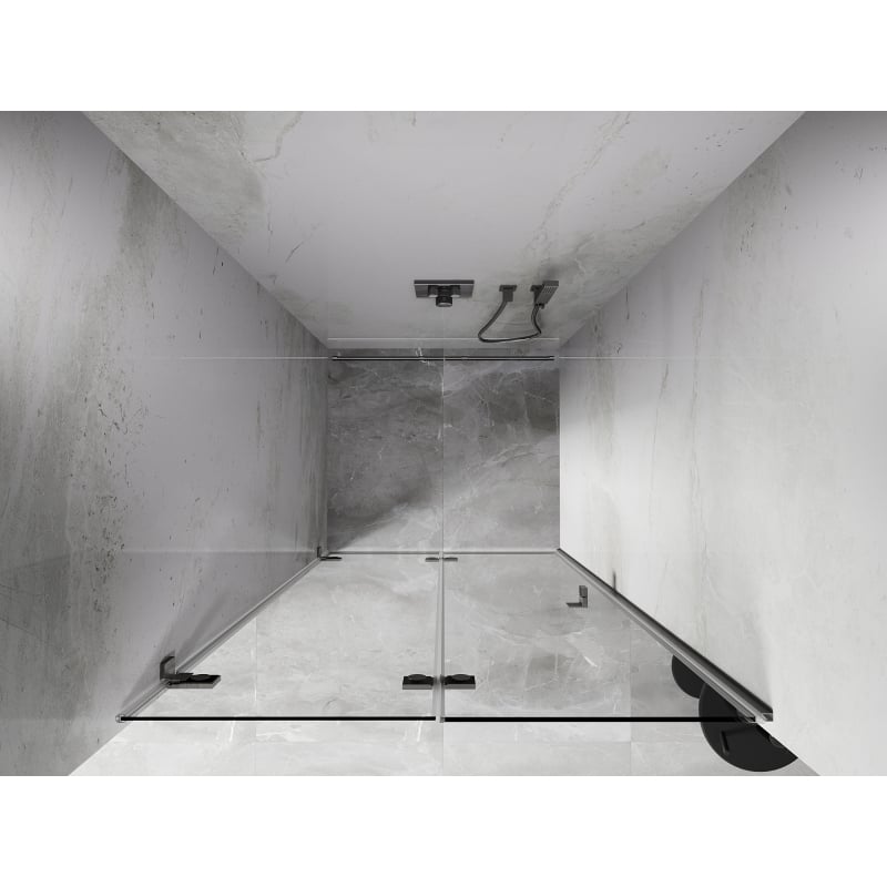 Mexen Lunar-F folding shower door left 90 cm, transparent, brushed nickel - 836-090-000-97-00-L