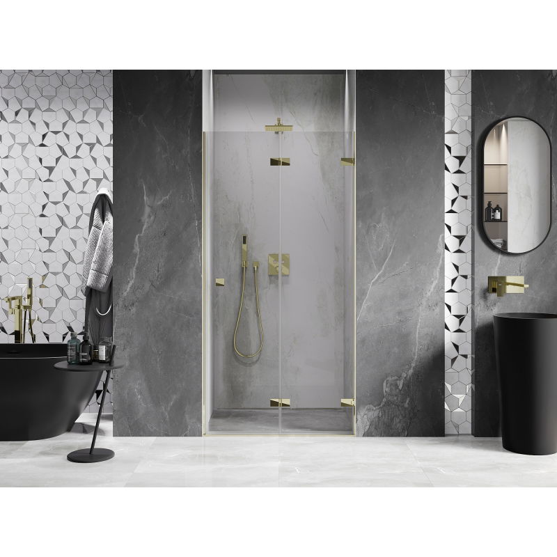 Mexen Lunar-F foldable shower door right 75 cm, transparent, gold - 836-075-000-50-00-P