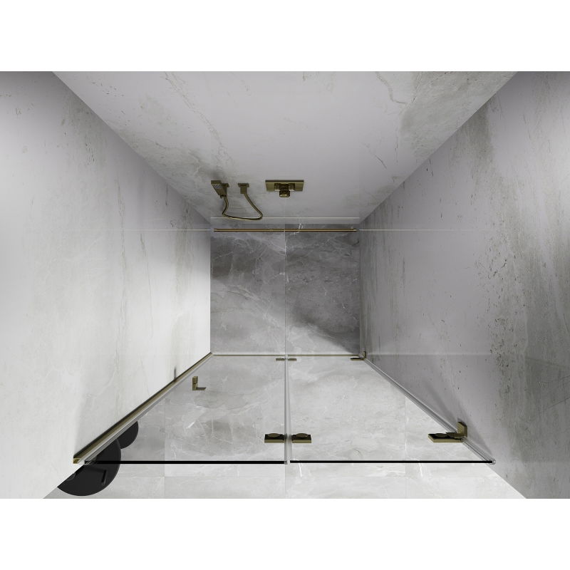 Mexen Lunar-F 75 cm Right Folding Shower Door, Transparent, Brushed Gold - 836-075-000-55-00-P