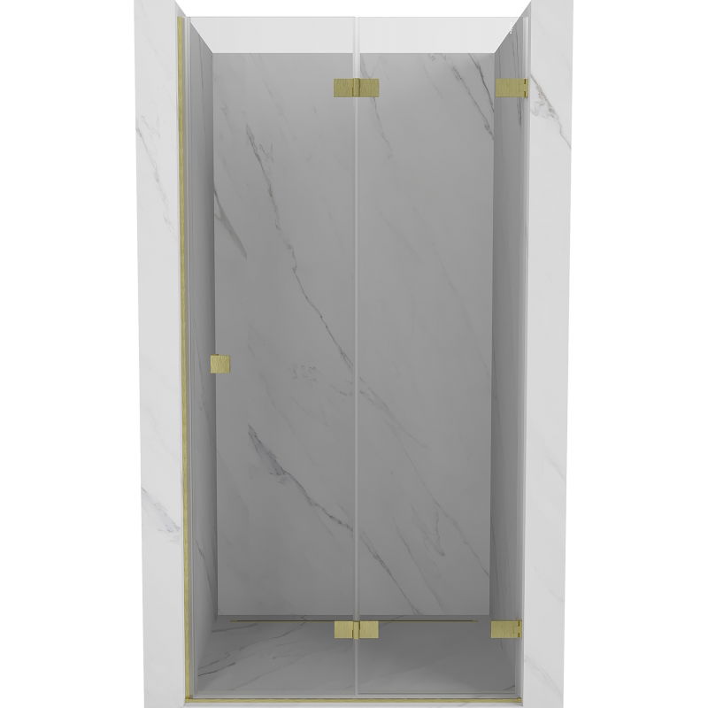 Mexen Lunar-F folding shower door right 100 cm, transparent, brushed gold - 836-100-000-55-00-P