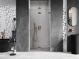 Mexen Lunar-F folding shower door right 80 cm, transparent, rose gold - 836-080-000-60-00-P
