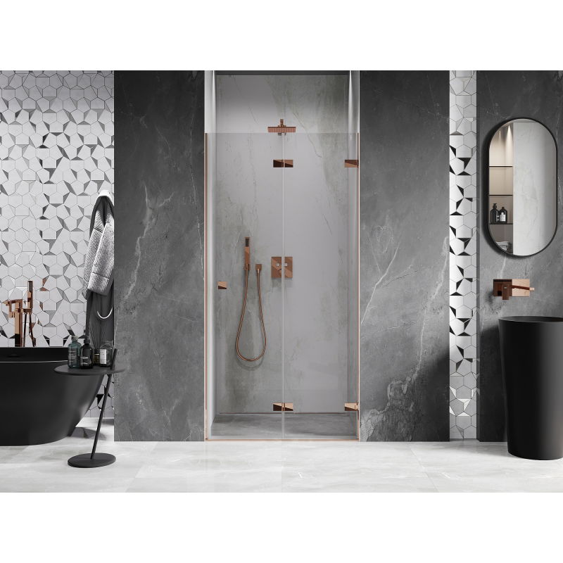Mexen Lunar-F folding shower door right 95 cm, transparent, rose gold - 836-095-000-60-00-P