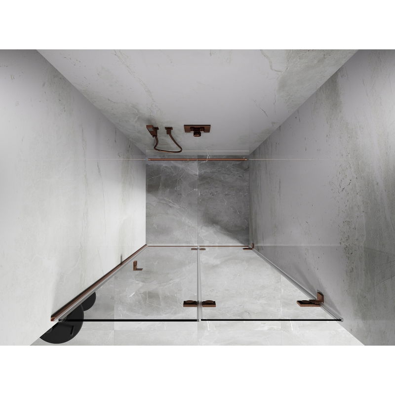 Mexen Lunar-F folding shower door right 60 cm, transparent, brushed copper - 836-060-000-65-00-P