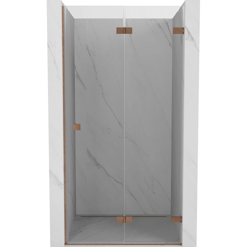 Mexen Lunar-F folding shower door right 90 cm, transparent, brushed copper - 836-090-000-65-00-P