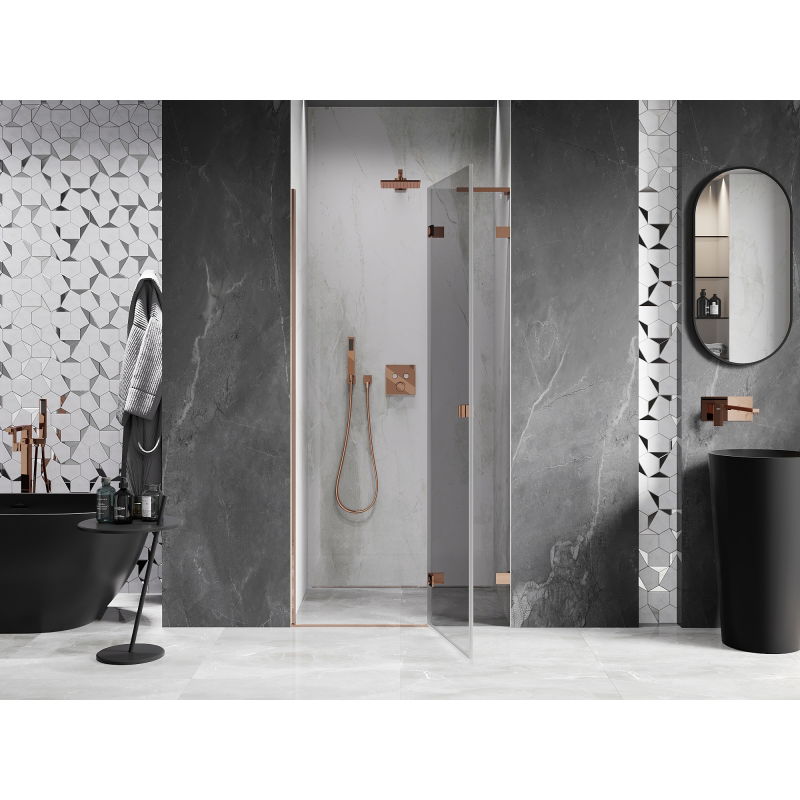Mexen Lunar L right shower doors 70 cm, transparent, rose gold - 834L-070-000-60-00-P
