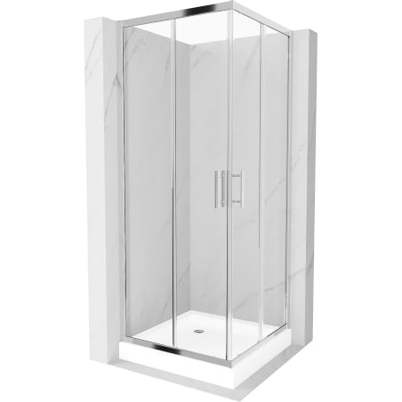 Mexen Rio square shower cubicle 70 x 70 cm, Transparent, Chrome + shower tray Rio, White - 860-070-070-01-00-4510