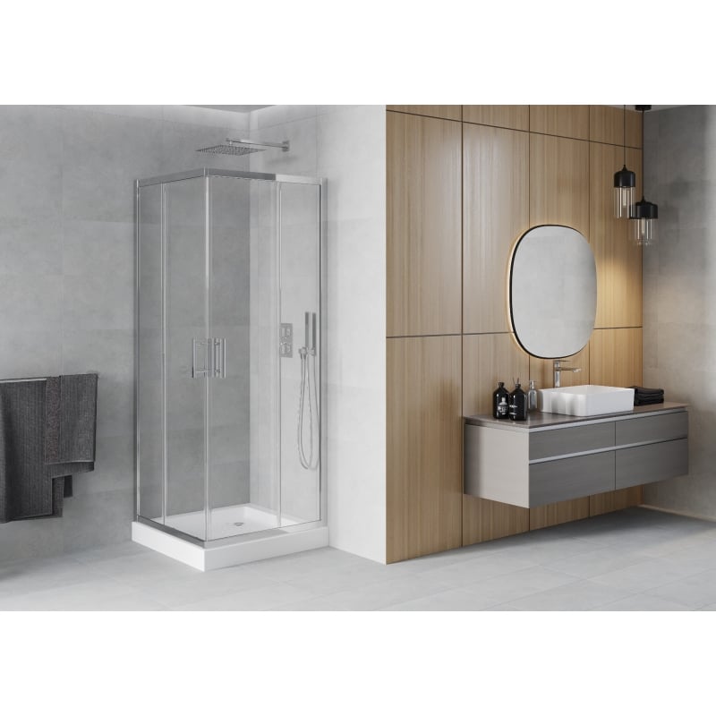 Mexen Rio square shower cabin 70 x 70 cm, transparent, chrome + tray, white - 860-070-070-01-00-4510