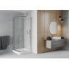Mexen Rio square shower cubicle 70 x 70 cm, Transparent, Chrome + shower tray Rio, White - 860-070-070-01-00-4510