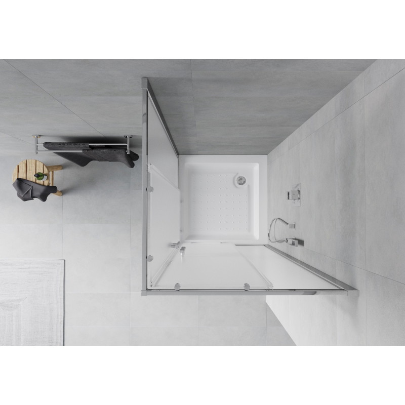 Mexen Rio square shower cabin 80 x 80 cm, frost, chrome + tray, white - 860-080-080-01-30-4510