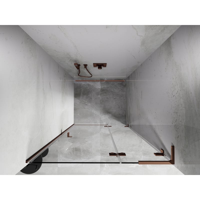 Mexen Lunar L Right Hinged Shower Door 90 cm, Transparent, Rose Gold - 834L-090-000-60-00-P