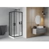 Mexen Rio square shower cubicle 70 x 70 cm, Transparent, Black + shower tray Rio, White - 860-070-070-70-00-4510