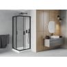 Mexen Rio square shower cubicle 70 x 70 cm, Transparent, Black + shower tray Rio, White - 860-070-070-70-00-4510