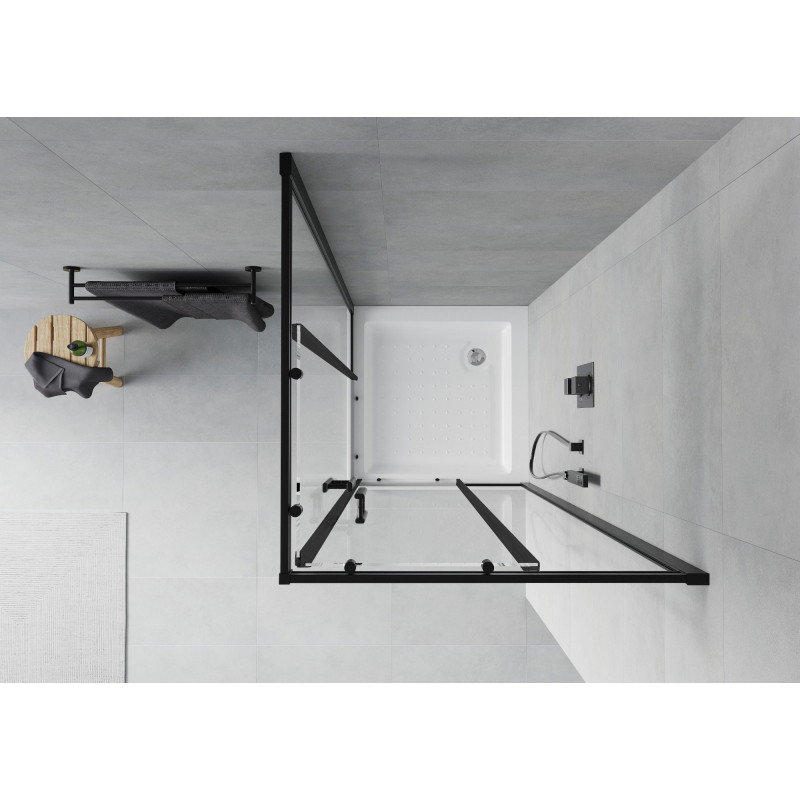Mexen Rio square shower cabin 70 x 70 cm, transparent, black + tray, white - 860-070-070-70-00-4510