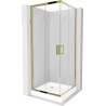 Mexen Rio square shower enclosure 70 x 70 cm, transparent, gold + tray, white - 860-070-070-50-00-4510