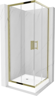 Mexen Rio square shower cubicle 70 x 70 cm, Transparent, Gold + shower tray Rio, White - 860-070-070-50-00-4510