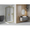 Mexen Rio square shower enclosure 70 x 70 cm, transparent, gold + tray, white - 860-070-070-50-00-4510