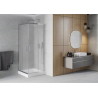 Mexen Rio square shower cabin 70 x 70 cm, frosted, chrome + tray, white - 860-070-070-01-30-4510