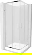 Mexen Rio square shower cubicle 70 x 70 cm, Frosted, Chrome + shower tray Rio, White - 860-070-070-01-30-4510