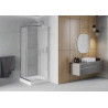Mexen Rio square shower cabin 70 x 70 cm, frosted, chrome + tray, white - 860-070-070-01-30-4510
