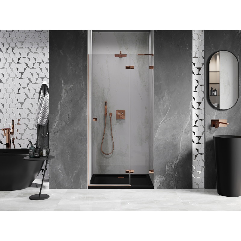 Mexen Lunar L right-hinged shower door 105 cm, transparent, rose gold - 834L-105-000-60-00-P