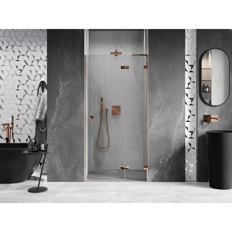 Mexen Lunar L right-hinged shower door 105 cm, transparent, rose gold - 834L-105-000-60-00-P