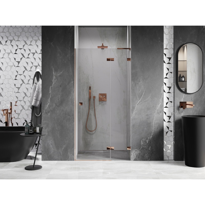 Mexen Lunar L right-hinged shower door 105 cm, transparent, rose gold - 834L-105-000-60-00-P