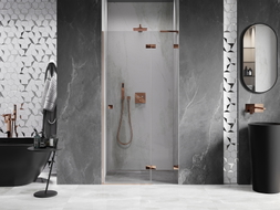 Mexen Lunar L right-hinged shower door 105 cm, transparent, rose gold - 834L-105-000-60-00-P