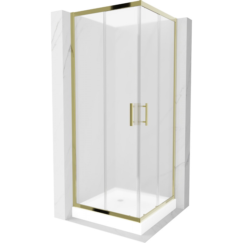 Mexen Rio square shower cabin 70 x 70 cm, frost, gold + shower base, white - 860-070-070-50-30-4510