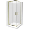Mexen Rio square shower cabin 70 x 70 cm, frost, gold + shower base, white - 860-070-070-50-30-4510