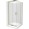 Mexen Rio square shower enclosure 70 x 70 cm, frost, gold + Rio shower tray, white - 860-070-070-50-30-4510