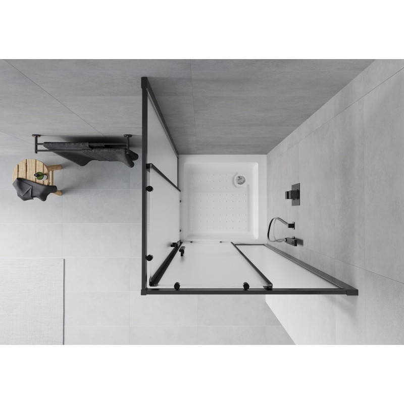 Mexen Rio square shower cabin 70 x 70 cm, frost, black + tray, white - 860-070-070-70-30-4510
