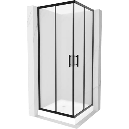 Mexen Rio square shower cabin 70 x 70 cm, frost, black + Rio tray, white - 860-070-070-70-30-4510