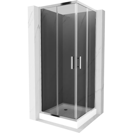 Mexen Rio Shower Enclosure Square 70 x 70 cm, Graphite, Chrome + Tray Rio, White - 860-070-070-01-40-4510
