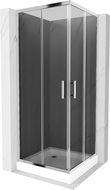 Mexen Rio square shower cubicle 70 x 70 cm, Graphite, Chrome + shower tray Rio, White - 860-070-070-01-40-4510