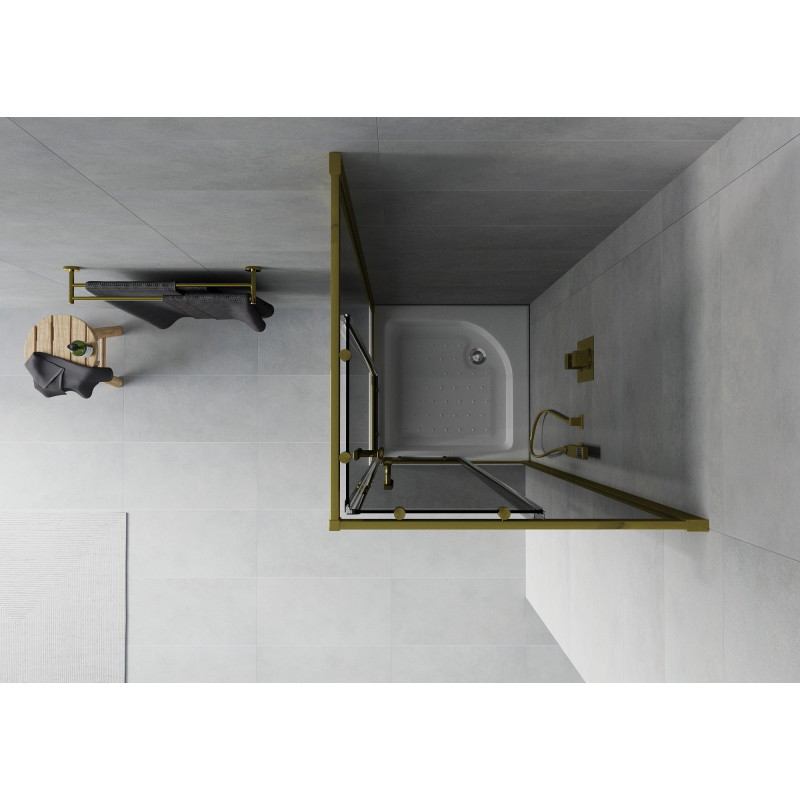 Mexen Rio square shower cabin 70 x 70 cm, graphite, gold + tray, white - 860-070-070-50-40-4510
