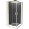 Mexen Rio square shower cabin 70 x 70 cm, graphite, gold + tray, white - 860-070-070-50-40-4510