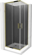 Mexen Rio square shower cabin 70 x 70 cm, graphite, gold + tray, white - 860-070-070-50-40-4510