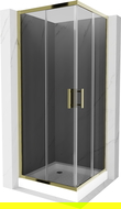 Mexen Rio square shower cubicle 70 x 70 cm, Graphite, Gold + shower tray Rio, White - 860-070-070-50-40-4510