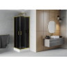 Mexen Rio square shower cabin 70 x 70 cm, graphite, gold + tray, white - 860-070-070-50-40-4510