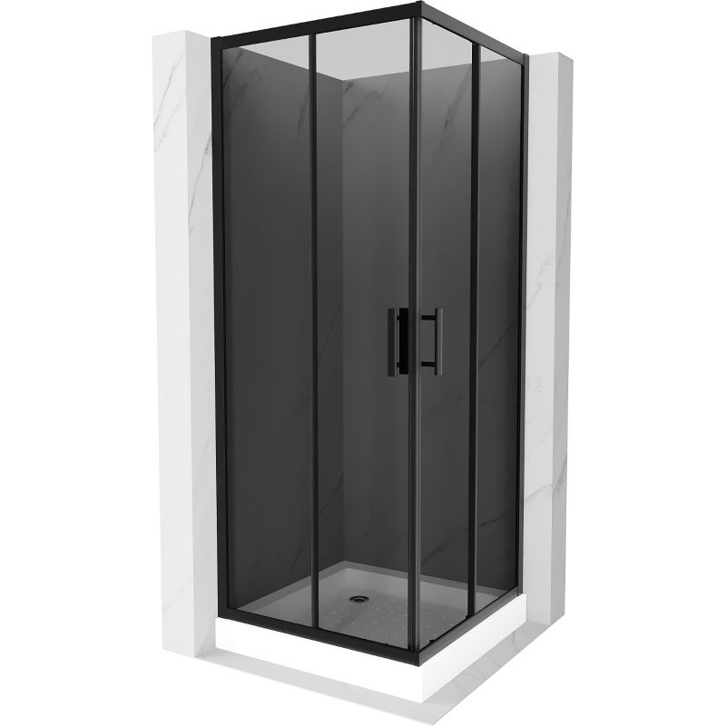 Mexen Rio square shower cubicle 70 x 70 cm, Graphite, Black + shower tray Rio, White - 860-070-070-70-40-4510